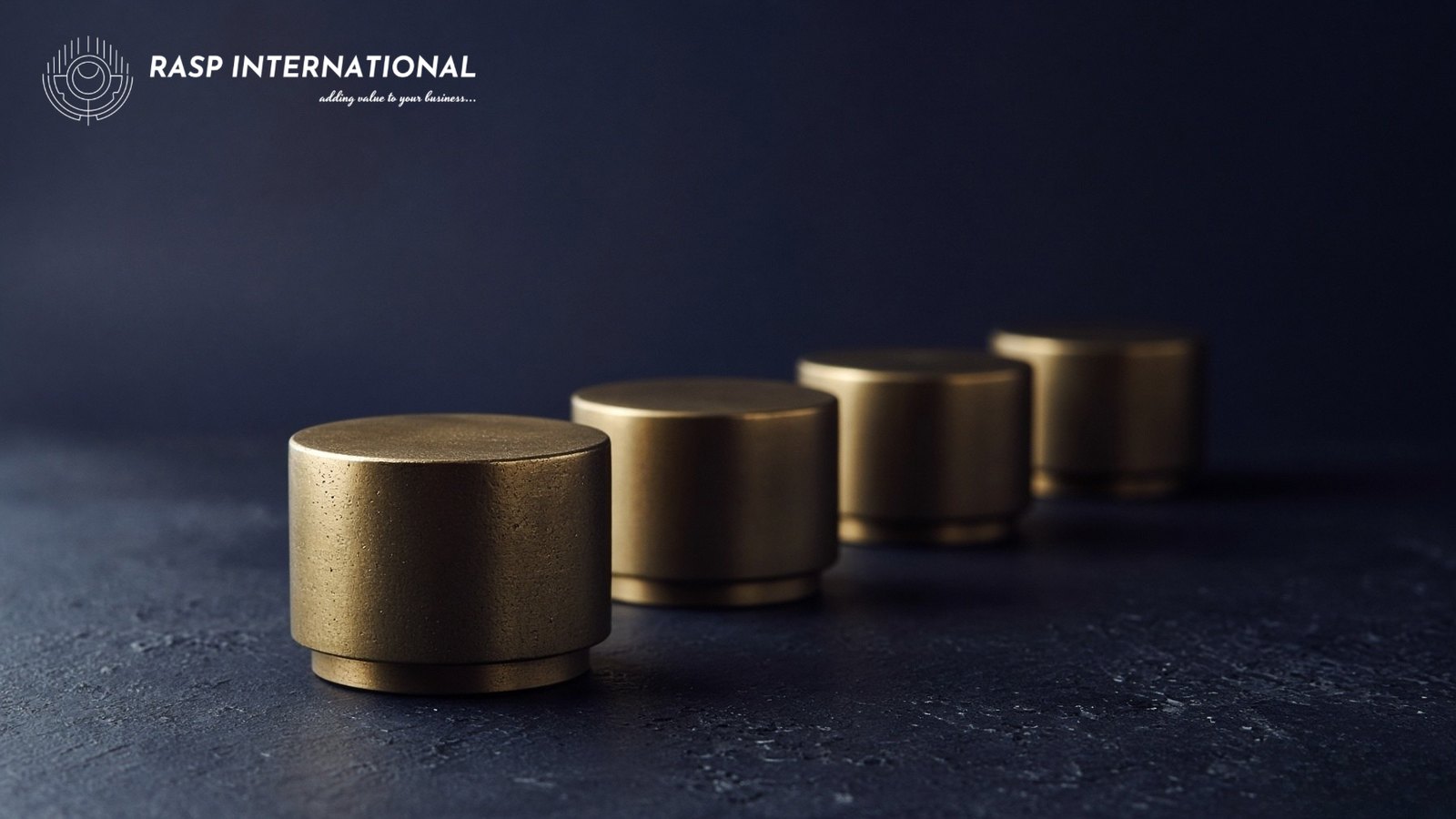 Four brass counterweights receding into shadow, representing the four deadlines governing the DGFT raw sugar tariff rate quota