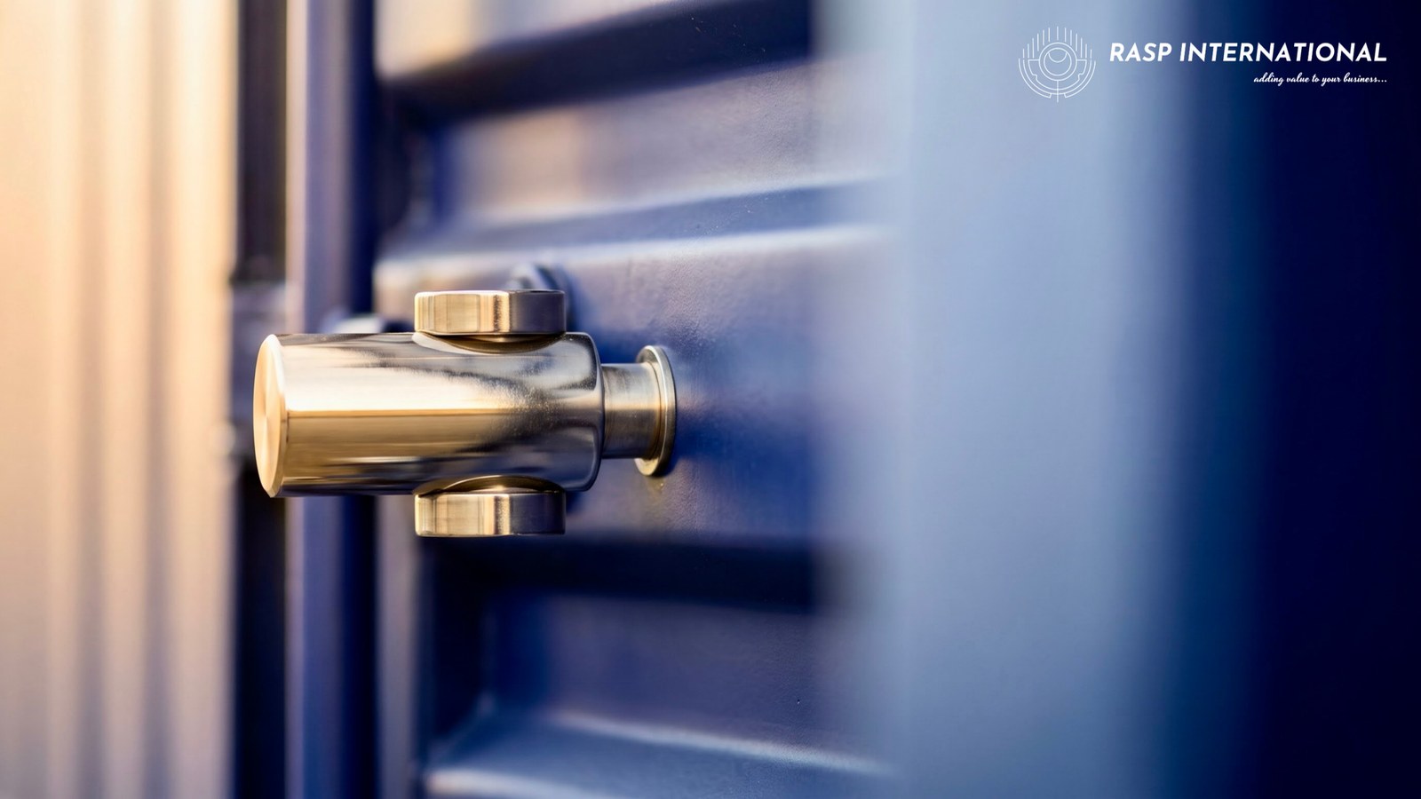 High security bolt seal fitted to a freshly painted steel container door, representing export shipments filed against an EPCG authorisation