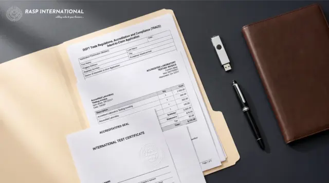 DGFT TRACE Intent-to-Claim application and accredited laboratory testing invoice dossier