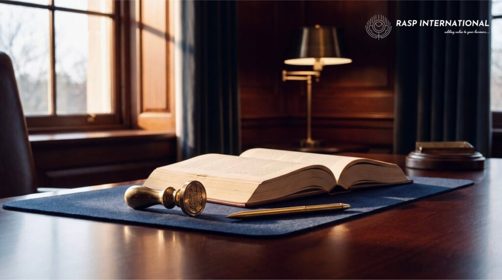 Trade policy documents and notifications arranged on a desk representing Foreign Trade Policy 2023 and DGFT guidelines