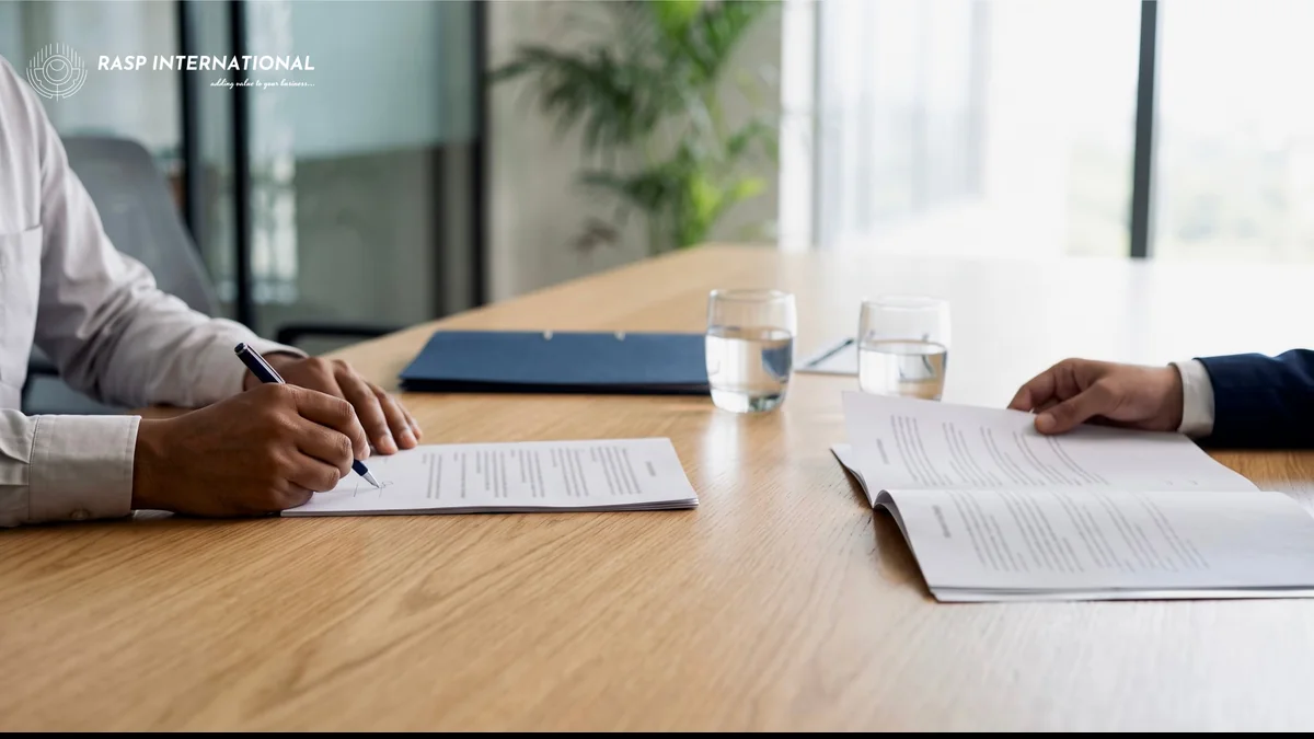 Exporter and export consultant signing a written scope of work and NDA before filing