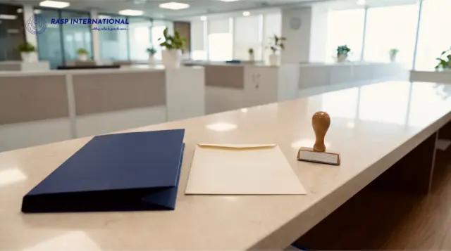 Export documentation folder on a government trade facilitation submission counter